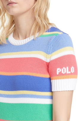 Polo Ralph Lauren Stripe Short Sleeve Cotton Sweater - ShopStyle